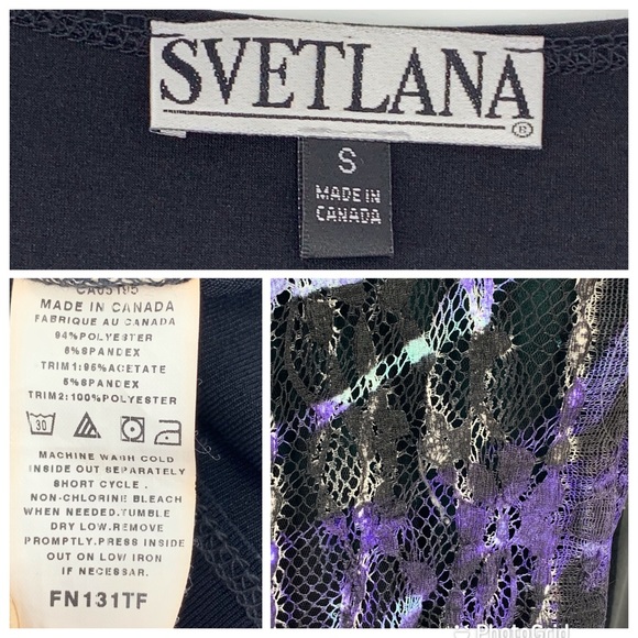 Svetlana Purple and Black Layered 3/4 Sleeve Top, Small - Picture 15 of 15